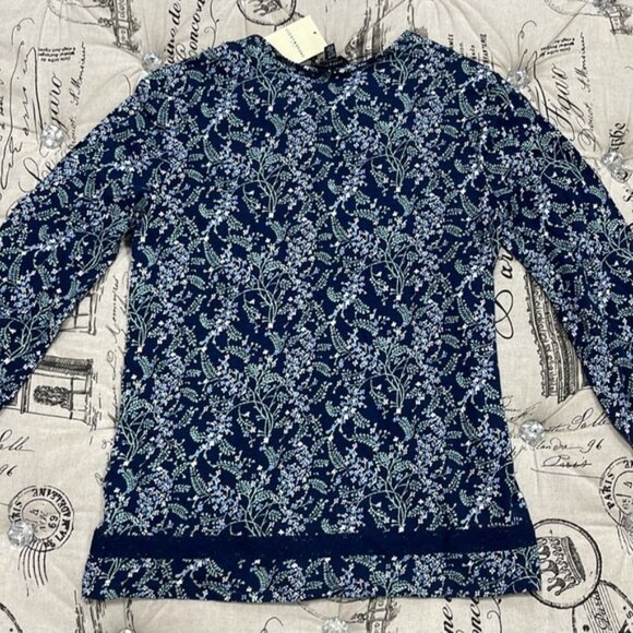 Lucky Brand Floral Pintuck Cotton Peasant Blouse - Picture 12 of 12